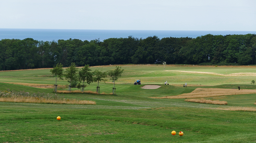 Der frischgemähte Golfplatz Schloss Ranzow liegt direkt neben der Ostsee und zeigt einen schönen Ausblick auf das Meer. © Adobe Stock, Clarini